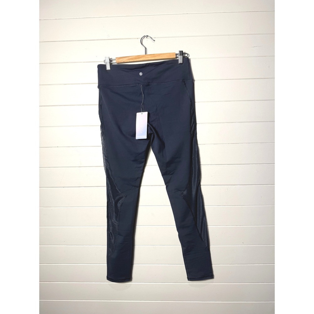 CRZ YOGA Mesh Panel High Waist Womens Athletic Leggings Navy‎ Size 12 R426 NWT